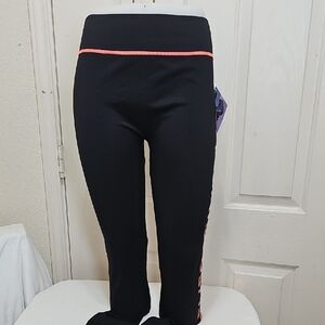 By Soho Black Leggings with Orange Detail